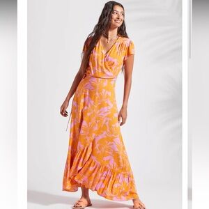 XIX Palms Canary Orange and Pink Wrap Dress